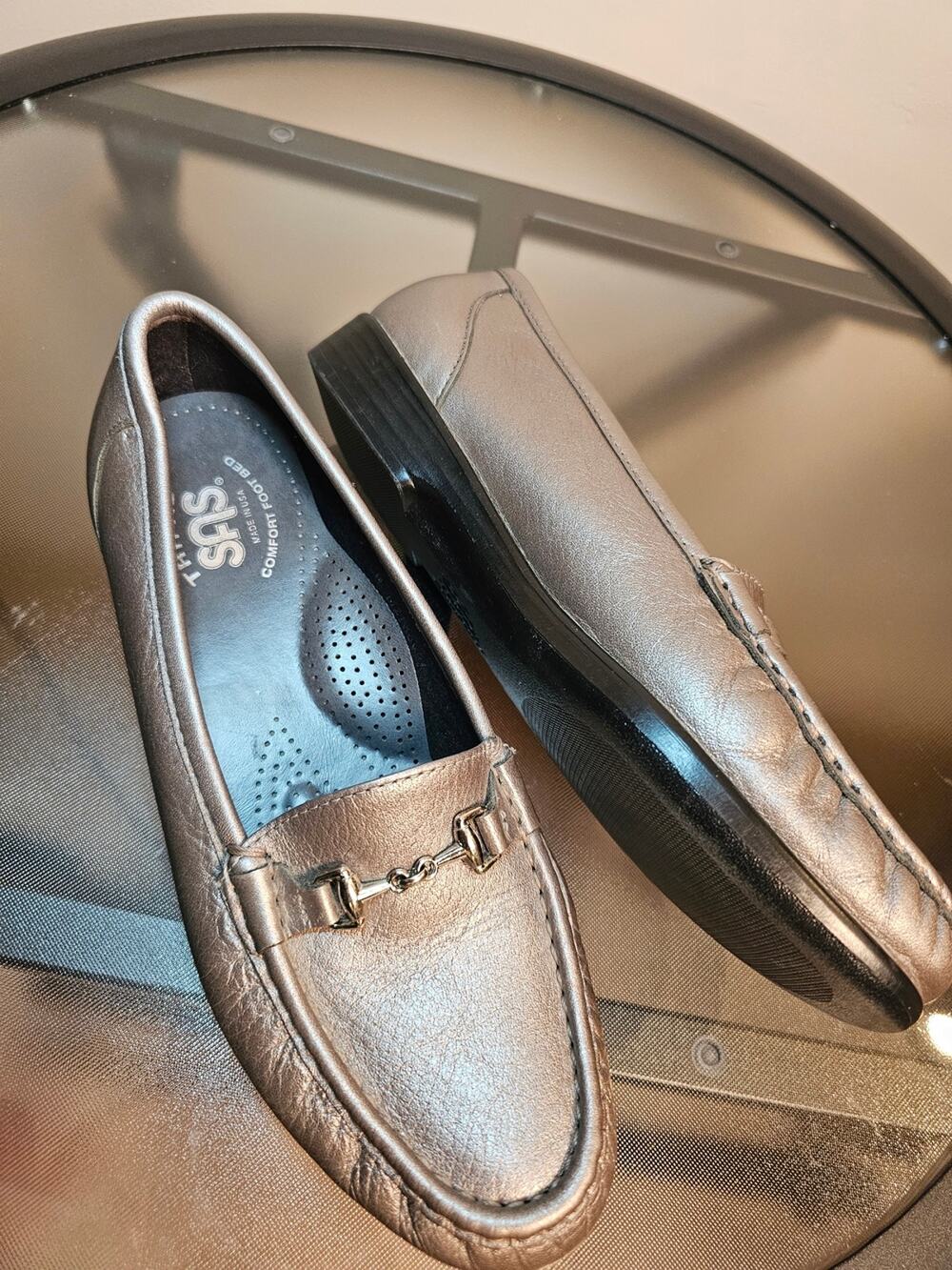 SAS Metallic Silver Slip-On Loafers